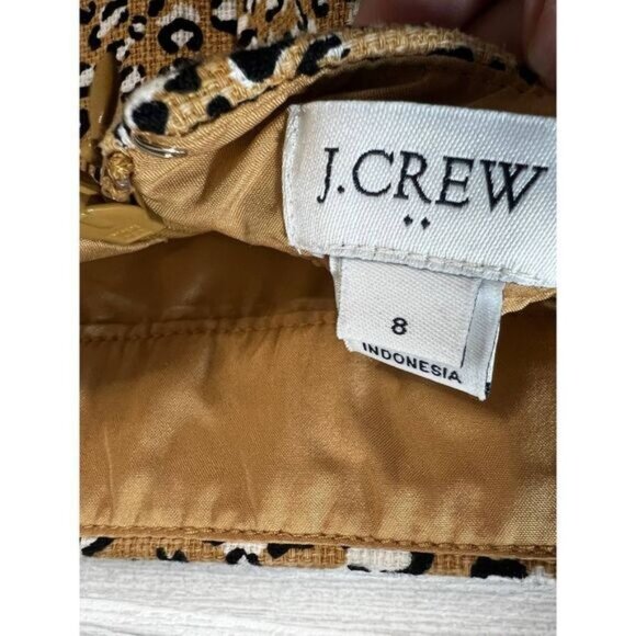 J. Crew Womens Leopard Print Pencil Skirt Size 8‎ Cotton Blend Tan & Black - Picture 3 of 5